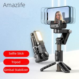 Zeallion 360 Rotation Following Shooting Mode with Fill Light Gimbal Stabilizer Selfie Stick Tripod Gimbal for Smartphone