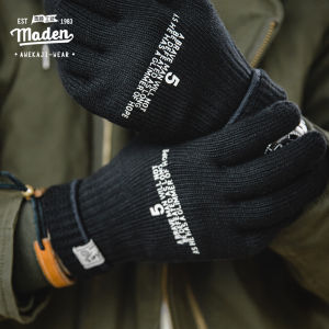 Maden brand tooling style men outdoor riding function style American retro knitted printing full-finger gloves winter tough guy mens riding gloves