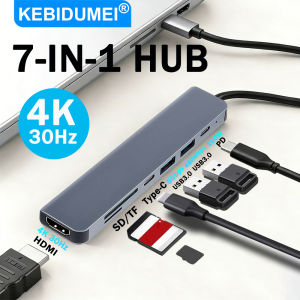 Kebidumei | USB 3.0 HUB 4K 30Hz Type-C To HDMI-compatible Adapter PD100W 7 In 1 Docking Station TF SD Reader USB Splitter for MacBook Phone