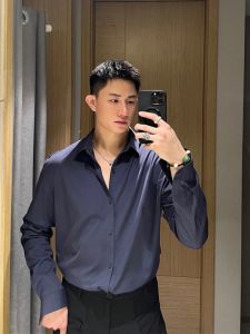 ZHUOCAN | Deep Blue British Style Naples Shirt Sun Protection