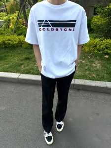 Trendy American Hiphop Heavy Weight Short-Sleeved T-shirt Mens Summer 2024 Minimalist Letters Print Cotton Half Sleeve Top