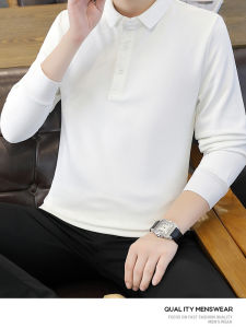 Áo Thun Nam Tay Dài Cổ Polo Thoáng Khí Thường Ngày Mùa Xuân Thu Màu Trơn Đa Năng Thời Trang Quần Áo Công Sở Thoải Mái