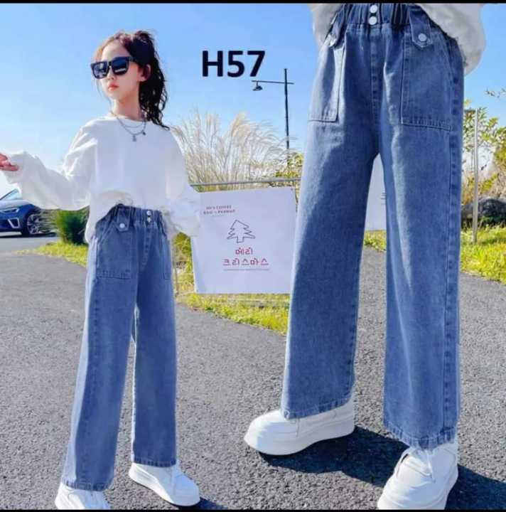 Celana Kulot Jeans Highwaist Anak Kids Denim Palazzo Girls Kulot Anak  Remaja Perempuan Usia 6-12 Tahun Lazada Indonesia