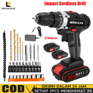 Impact Cordless Drill 38VF / Mesin Bor 2 Baterai tanpa kabel Untuk Tembok Beton/bor batre1 set lengkap murah/bor baterai/bor cas 2 baterai promo/bor casan murah komplit