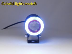 2PC LED motorcycle light dual color lens with rainbow RGB and aperture waterproof headlight