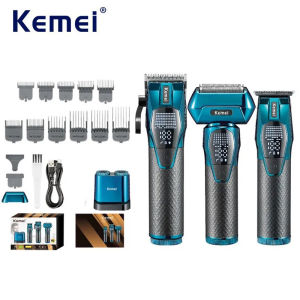 Kemei | Kemei Professional Hair Clipper Combo Rechargeable Cordless Hair Trimmer Electric Foil Shaver Hair Cutting Machine Razor for Men