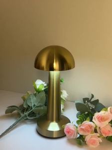 USB Touch Three-Color Gold Mushroom LED Night Light Eye-Protection Bedside Lamp Warm Ambient Soft Light for Bedroom