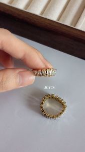 JOYUS Briller Titanium Stainless Steel 18K Gold Waterproof Zirconia Tennis Rings Birthday Gift Box