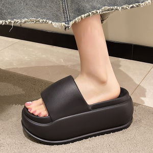 Elevated Platform Slippers Womens Casual High Heel Summer Thick Bottom Slip-On Shoes Increased 8.5cm Street Style EVA