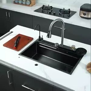 Kitchen sink 304 stainless steel black sink 4MM thickened material kitchen sink advanced household sink sink stainless for kitchen