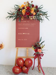High-End Wedding Welcome Sign Flower Artificial Silk Flower Props Decorations Photography Accessories Rose Wedding Decor