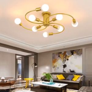 【Free LED Bulb】Nordic modern minimalist iron light luxury E27 ceiling lamp kitchen living room bedroom interior decoration chandelier