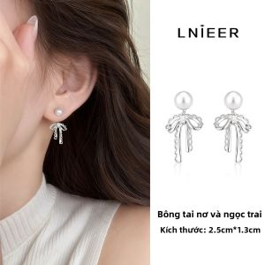 Lnieer | Bông Tai Ngọc Trai Hình Nơ Bằng Bạc S925