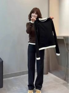 PEIXI | Áo Thun Tay Dài Faux Layer Elegante Nhỏ Gọn