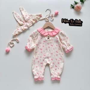 (3-12kg) Body Nơ Hoa Hồng NHÍM XÙ KIDS Cho Bé Gái Sơ Sinh Đầy Tháng Thôi Nôi Sinh Nhật B115