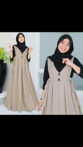 Gamis Anak Tunik Katun Polos Warna Solid untuk Usia 12-18 Tahun
