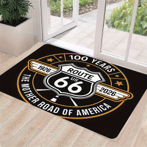 VIKAMA Vintage 66 Highway Floor Mat Anti-Slip And Washable Floor Mat For Indoor And Outdoor Entrances Home Decoration Carpet