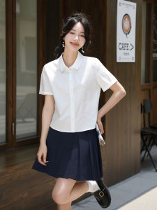 Womens Short Sleeve Silk Cotton Shirt Summer New Style Commute Work Shirt Button Detail Pure Color Straight Cut OL Style