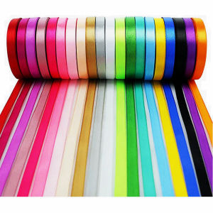 Ruộng Băng Satin 25 Thước/cuộn Làm Hoa Hồng Bằng Lụa Tự Làm Nguyên Liệu Thủ Công Rộng 6mm-52mm Màu Trơn Dùng Cho Đám Cưới Làm Nơ Thủ Công Gói Quà