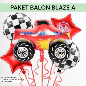 Paket Balon BLAZE AND THE MONSTER MACHINE A / Dekorasi Ulang Tahun Hotwheels Race Car Mobil Truk