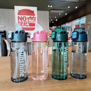 Botol Minum Sedotan Ekslusif Tali Model Transparant Aesthetic 600ml ZY 1803