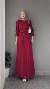 Maxi Davisha Brukat Tile Terbaru - Dress Kondangan Brukat Wanita - Gamis Bridesmaid - Demore