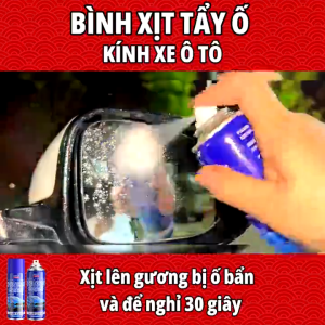 Chai Xịt Tẩy Ố Kính Xe Ô Tô Tặng Kèm Mút Xốp Tẩy Cặn Canxi Bình Xịt Bọt Tẩy Màng Dầu Phủ NANO Chống Bám Nước