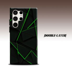 BILIBILI | Neon Green Triangle For Samsung Galaxy S26 S25 S24 A56 A36 Dual Layer Luxury Fashion Full Lens Protective Case