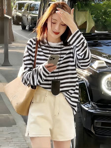 Striped UV Protection Long Sleeve Blouse Thin Ice Silk Summer Casual T Shirt