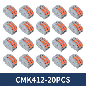 JinH | JINH 20Pcs Electrical Quick Connect Set CMK412 Self-Locking 2-Port Wire Clamp for DIY Lighting & Appliance