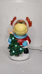 D&D Home l FC706 Reindeer Christmas Tree Decor with Lights and Star Festive Decoration