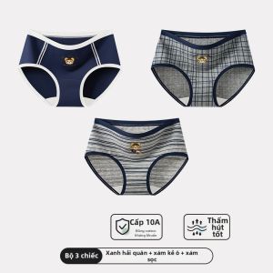 Quần Chip Tam Giác Cho Bé Gái Kiểu College Màu Đối Chọi Crotch Mở Rộng Mềm Mại Thoải Mái