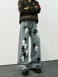 กางเกงยีนส์ขากว้างทรงตรงสำหรับผู้ชาย กางเกงขายาวทรงหลวมสบาย ๆ ทรงวินเทจ ฤดูใบไม้ร่วง 2025 กางเกงขายาวทรงหลวม