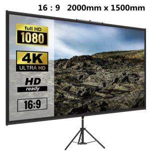 100" 16:9 จอโปรเจคเตอร์ จอพับ จอรับภาพ ตั้งพื้น 3 ขา Matte White พื้นเส้นเล็ก บรรจุภัณฑ์