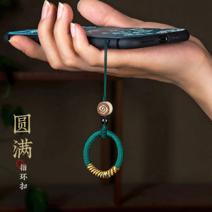 Handmade Pure Silver Short Phone Strap Keychain Anti-Loss Hanging Decoration Mobile Phone Rope Hand-Woven Ring Buckle Phone Charm