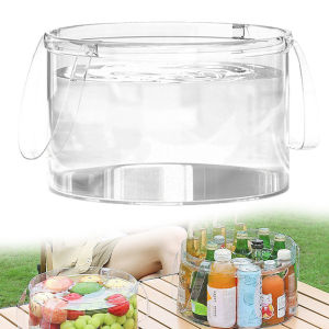 Foldable Transparent Bucket Picnic Fruit Basket Portable Clear Water Basins Food Storage Outdoor Washbasin Tourist Camping Use