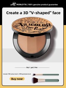 MONLEYTA | Matte Three-color Cheek Contour Powder Dish Natural 3D Female Face Makeup Palette Highlighting Concealing Color Correction