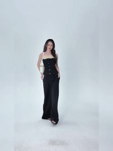 La lune Du ciel | Quần Tây Đơn Giản Phong Cách Retro Ống Dây Casual