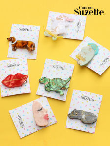 Coucou Suzette Childrens Hair Clips Cute Animal Dog Cat Personalized Fun Baby Girls Hair Accessories Fresh Style Spring Collection