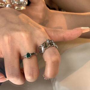 OR🧸 2PCS/set Cincin Tekstur Logam/ Bukaan Yang Dapat Disesuaikan/ Mode Keren/ Cincin Desain Yang Dipersonalisasi COD