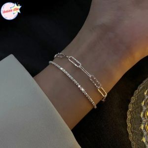 กำไลข้อมือเงินประกายปรับได้สำหรับผู้หญิงสร้อยข้อมือหรูหราใหม่ของขวัญเครื่องประดับสำหรับงานแต่งงาน