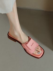 Fashionable Handmade Womens Flat Sandals in Multiple Colors with Soft Sole and Pure Color Pattern Waterproof Microfiber Leather Lining for Daily Wear