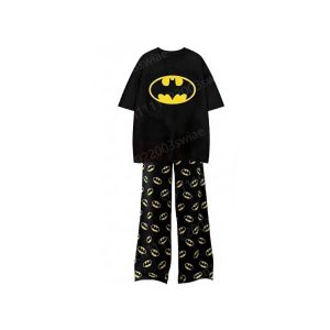 Hot Toys | 2026 New Summer Couples Matching Pajama Set His Hers Batman Print Adult/Kids Crop Top Wide Leg Sleeping Pant INS Homewear tee
