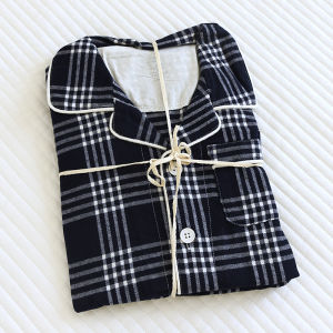 ชุดนอนลายสก๊อตใหญ่สไตล์ญี่ปุ่นสำหรับเด็กผ้าสักหลาดผ้าฝ้ายแท้สำหรับฤดูใบไม้ผลิและฤดูใบไม้ร่วงชุดครอบครัวสำหรับเด็กชายและเด็กหญิงชุดใส่ในบ้านชุดคู่รัก