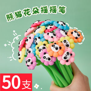 ปากกาหมีแพนด้าดอกไม้สุดน่ารัก ปากกาหมึกน้ำสีดำ ยางนิ่ม ของขวัญรางวัลห้องเรียนสำหรับนักเรียนประถมศึกษา