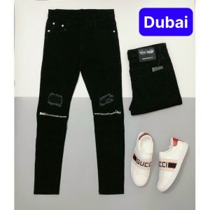QUẦN JEAN NAM CHẤT BÒ ĐEN KHÓA KIỂU RÁCH GỐI NHẬT BẢN PHONG CÁCH SANG CHẢNH VIP PRO DB-00 - DUBAI FASHION