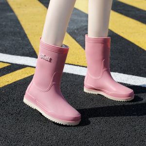 JIFANPAUL | Waterproof Warm Anti-slip Durable Rain Boots Womens Mid-high Heel