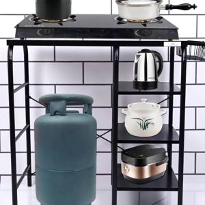 Gas Stove Stand Rack Kitchen Heavy Duty Gas Tank Holder Kitchen Organizer Gas Stove Stand(send rollers)