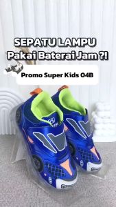 RECORD SUPER KIDS 04B FASHION Sepatu Lampu Anak LAKI LED VELKRO 1-7 THN Mobil 26-31