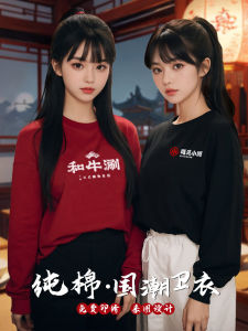 เสื้อสเวตเตอร์คอกลมแขนยาวคอตตอนสีแดง Pure Cotton ทรงหลวม สำหรับใส่ทำงานในฤดูใบไม้ร่วงและฤดูหนาว สำหรับกลุ่มวัยรุ่นและวัยกลางคน